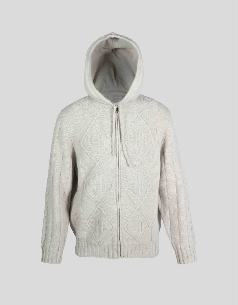 Patrick Hellmann Collection Beige Hoodie Zip-Up Sweater  image